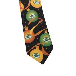 Vintage Green Bay Packers Neck Tie Mens One Size Black NFL Football Ralph Marlin
